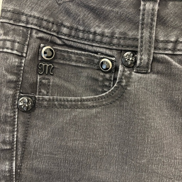 Miss Me Black Skinny Jeans Raw Hem Sequins Pockets Western Goth Embellished - Picture 4 of 12